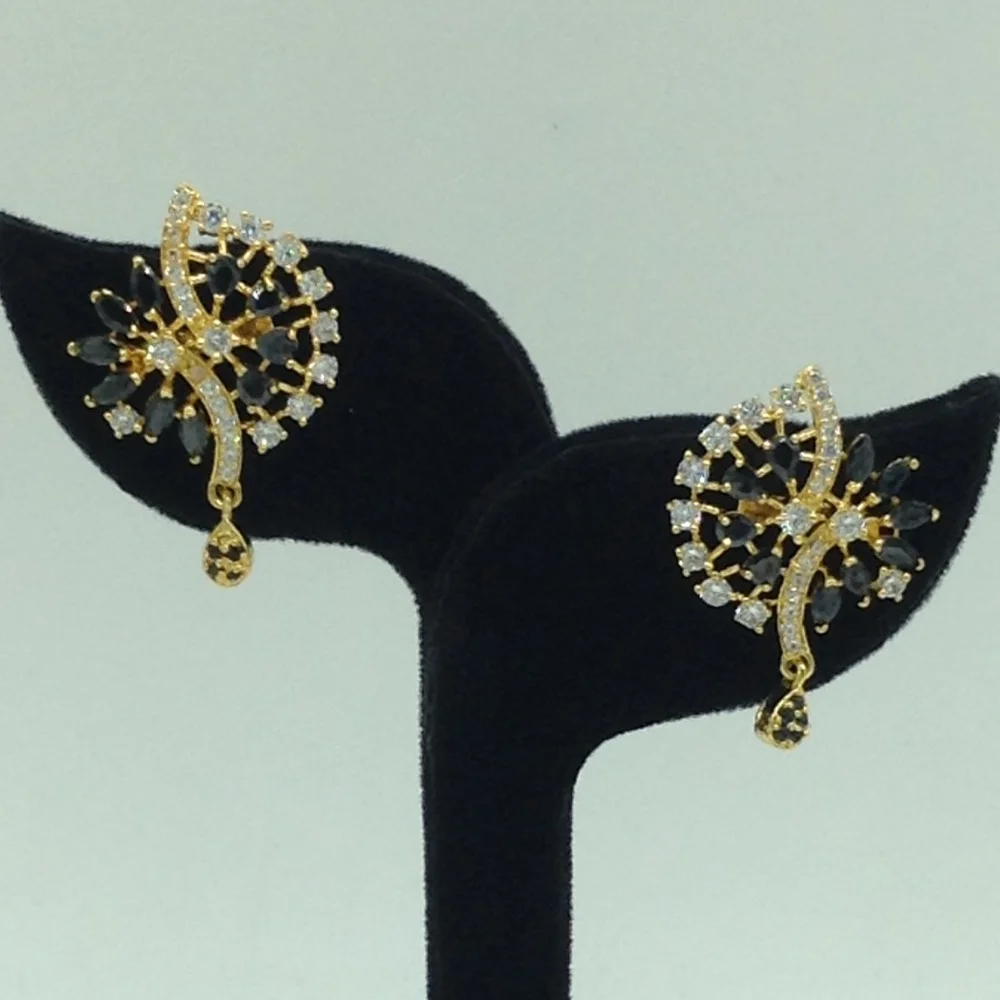 White,Black Cz Pendent Set With 2 Line White Pearls Mala JPS0847