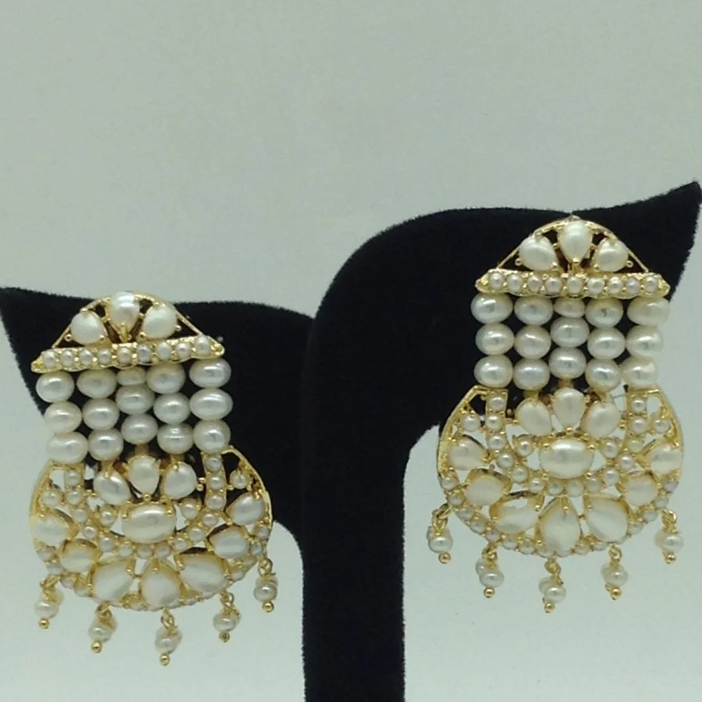 White Pearls Ranihaar Set With 4 Line White Pearls Mala JPS0853