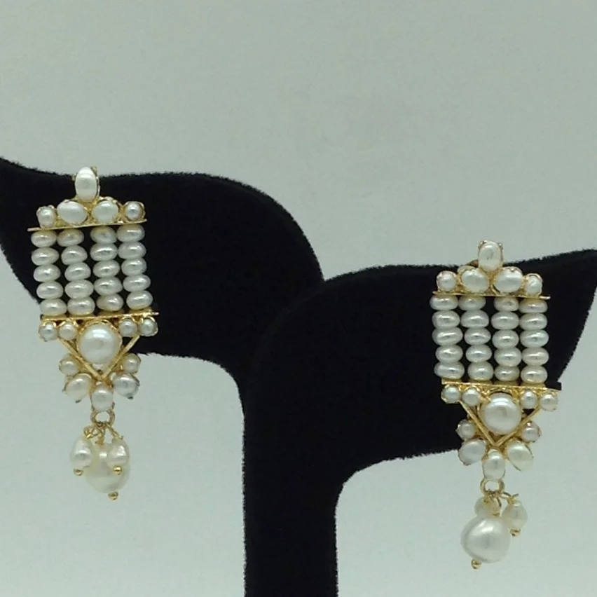 White Pearls Ranihaar Set With 4 Line White Pearls Mala JPS0854
