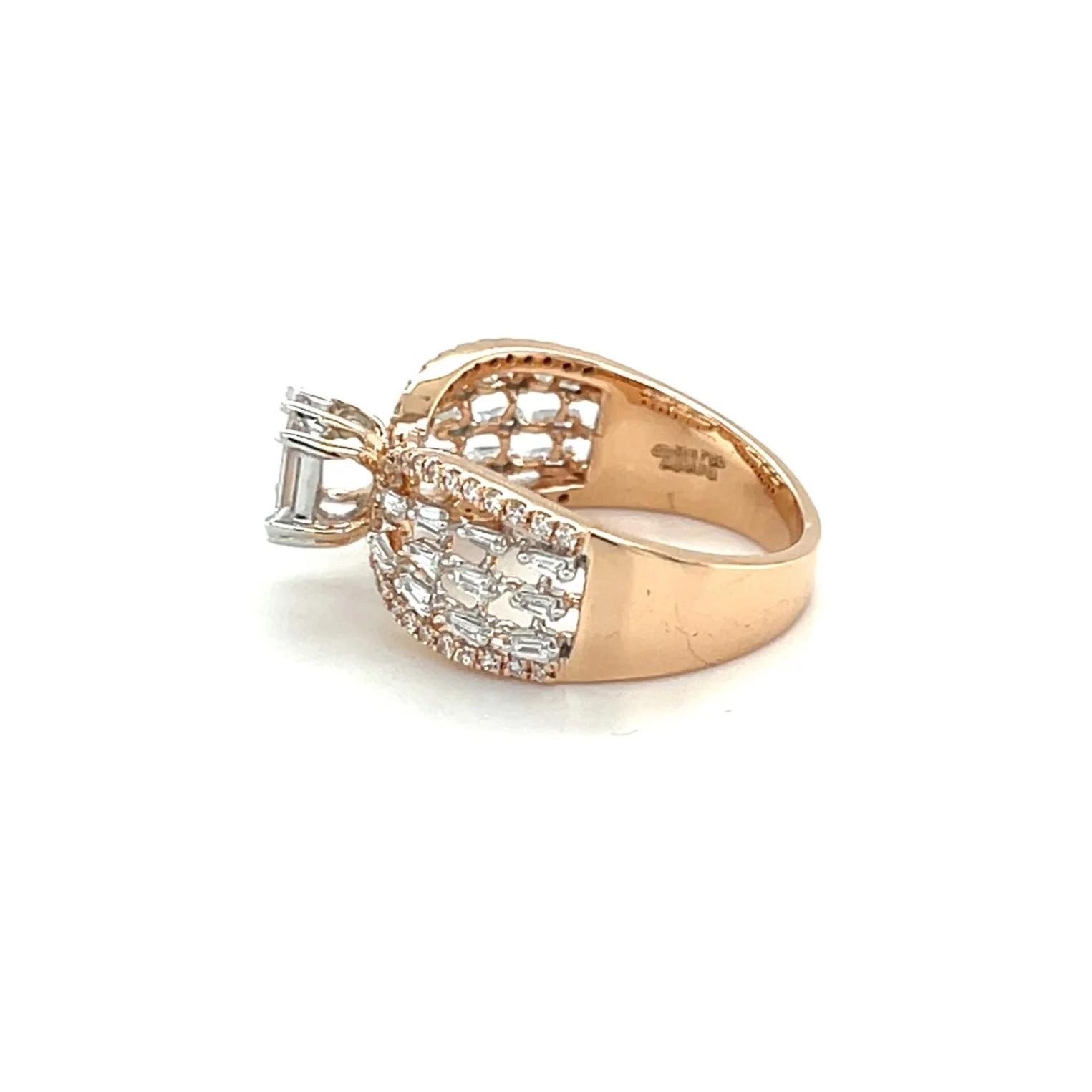 Modern Emerald-Cut Diamond Ring with Taper Accents For Women - TLR00563